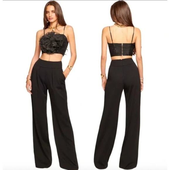 RAMY BROOK Pants NEW Size 0 Ava Pant Black Slack Pockets Straight Leg Relaxed - Picture 1 of 5